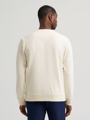 Men's Wrangler Triangle Logo Graphic Fleece Sweatshirt in Antique White
