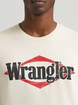 Men's Wrangler Triangle Logo Graphic Fleece Sweatshirt in Antique White