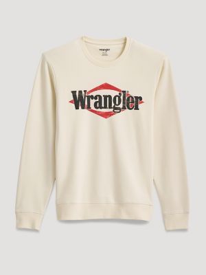 Men's Wrangler Triangle Logo Graphic Fleece Sweatshirt in Antique White