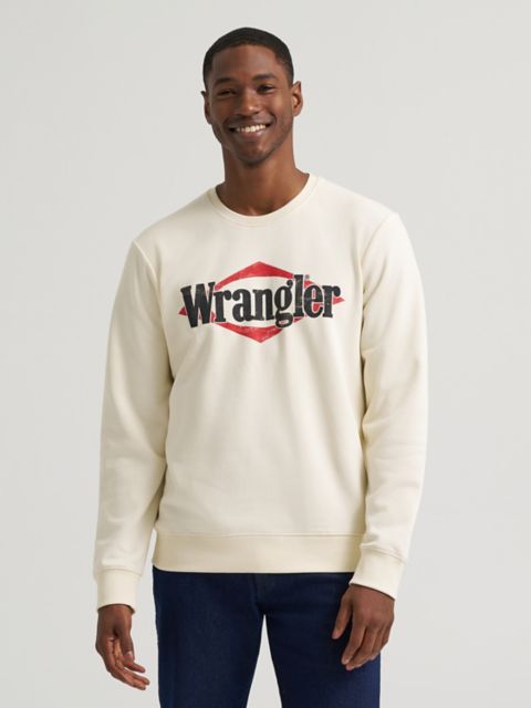 Мужской флисовый свитшот Wrangler Triangle Logo с принтом, цвет: Состаренный белый