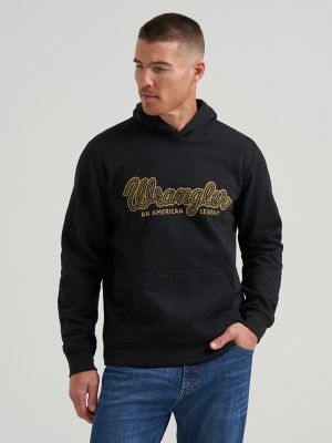 Men's Wrangler Legacy Script Graphic Pullover Hoodie in Black Beauty