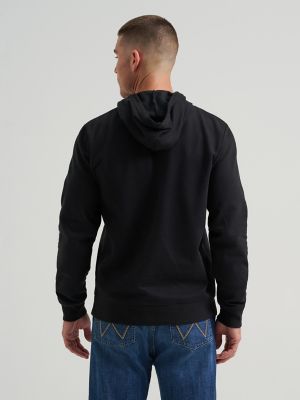Men's Wrangler Legacy Script Graphic Pullover Hoodie in Black Beauty