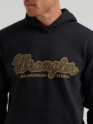 Men's Wrangler Legacy Script Graphic Pullover Hoodie in Black Beauty