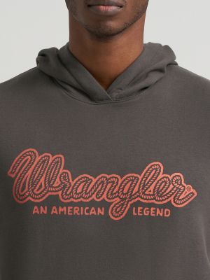 Men's Wrangler Legacy Script Graphic Pullover Hoodie in Dark Shadow