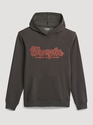 Men's Wrangler Legacy Script Graphic Pullover Hoodie in Dark Shadow