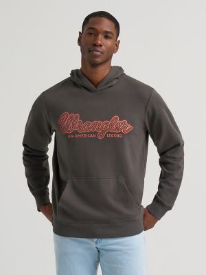 Men's Wrangler Legacy Script Graphic Pullover Hoodie in Dark Shadow