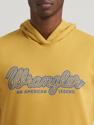 Men's Wrangler Legacy Script Graphic Pullover Hoodie in Pale Gold
