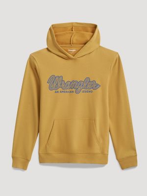 Men's Wrangler Legacy Script Graphic Pullover Hoodie in Pale Gold
