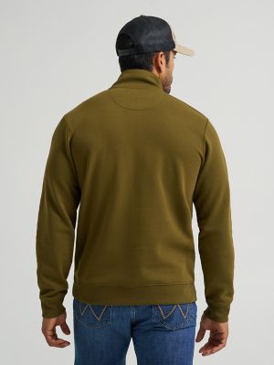 Men's Wrangler Longhorn Quarter Zip Pullover in Dark Olive