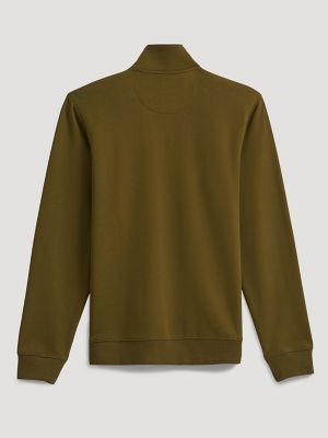 Men's Wrangler Longhorn Quarter Zip Pullover in Dark Olive