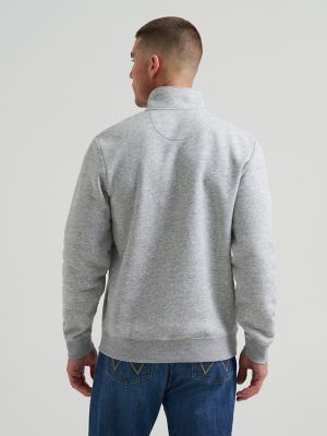Men's Wrangler Longhorn Quarter Zip Pullover in Grey Mist
