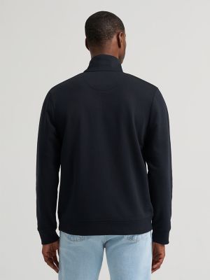 Men's Wrangler Longhorn Quarter Zip Pullover in Black Beauty