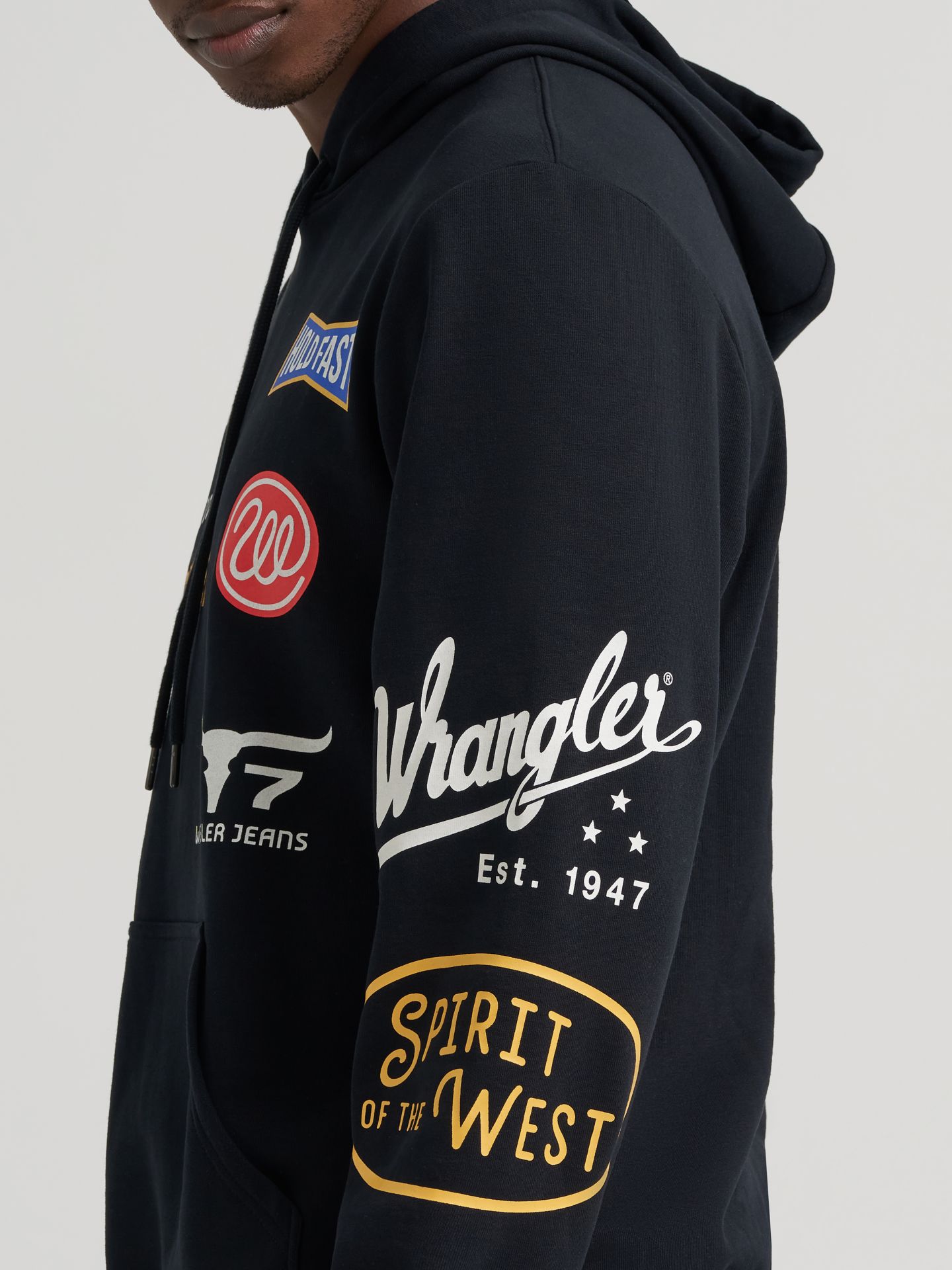 Мужское худи Wrangler Icons свободного кроя с принтом, цвет: Чёрный — фото 5