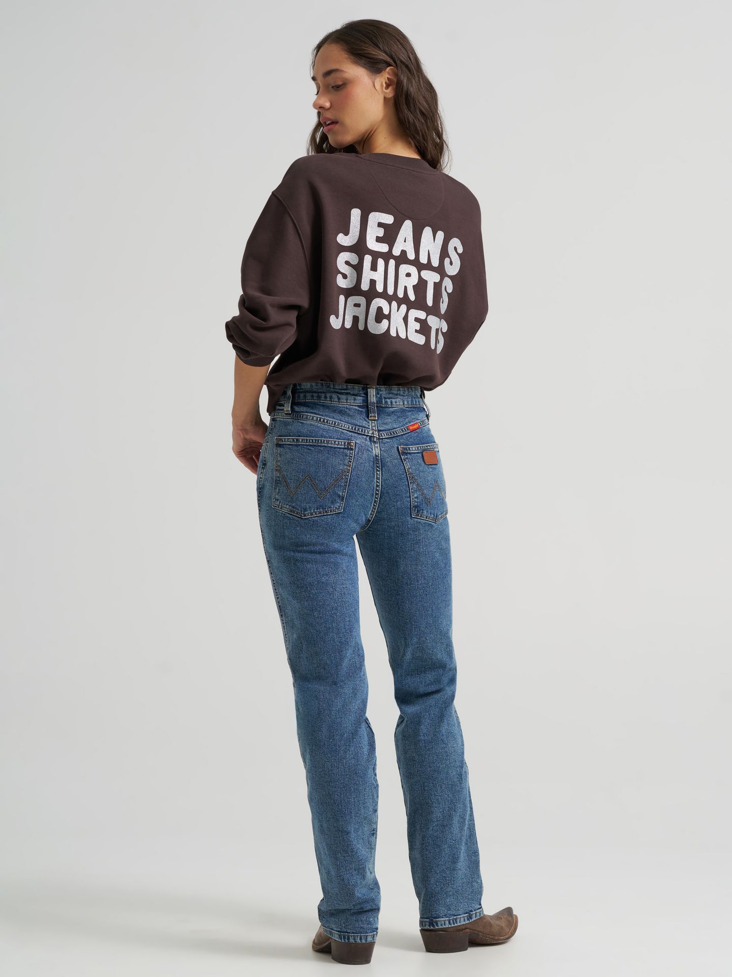 Женский свитер Wrangler Stacked Canyon Crew Pullover, цвет: Шоколадный — фото 2