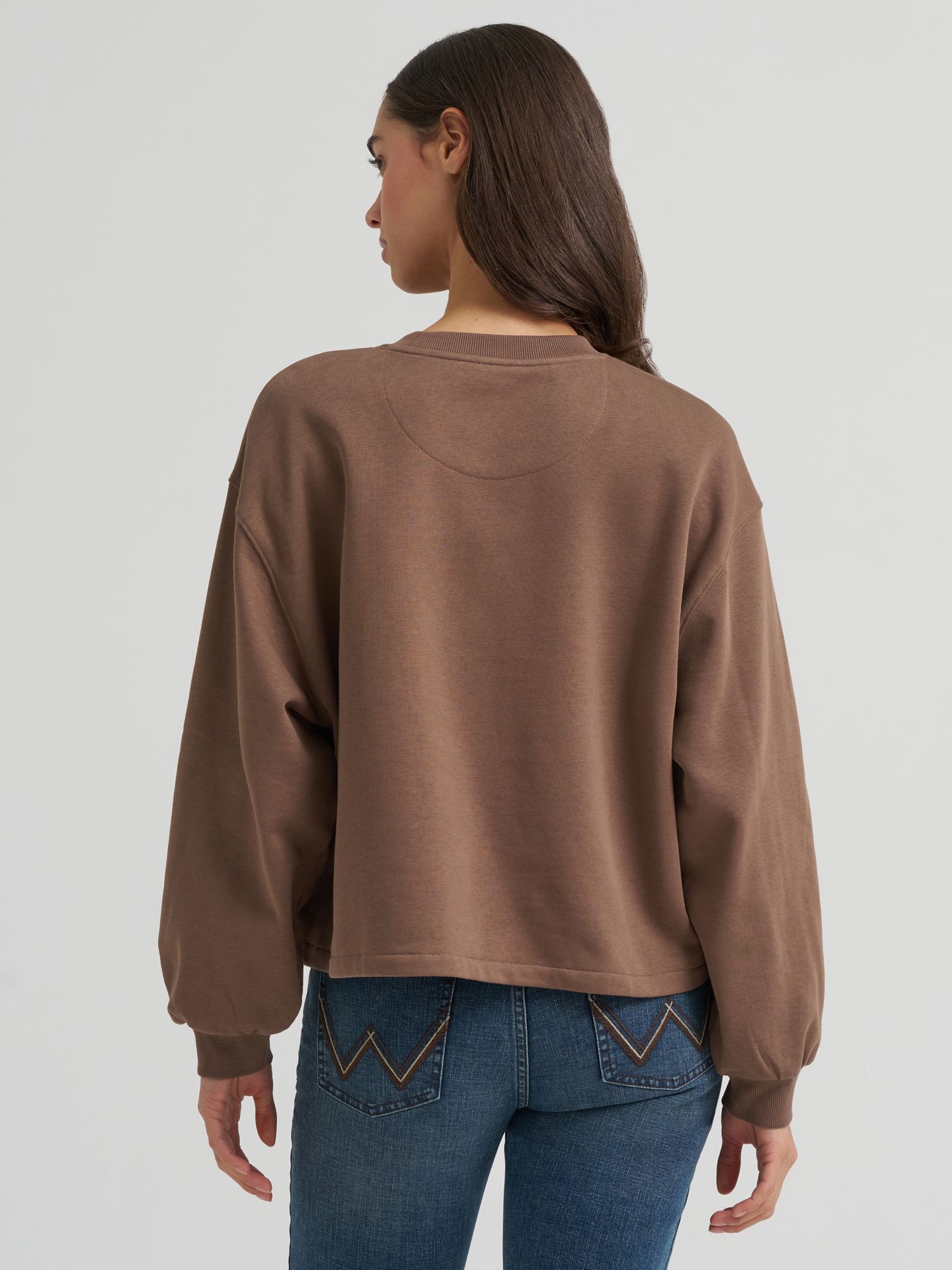 Женский свитер Wrangler Lucky Logo Canyon Crew Pullover, цвет: Кофейный кварцевый — фото 3
