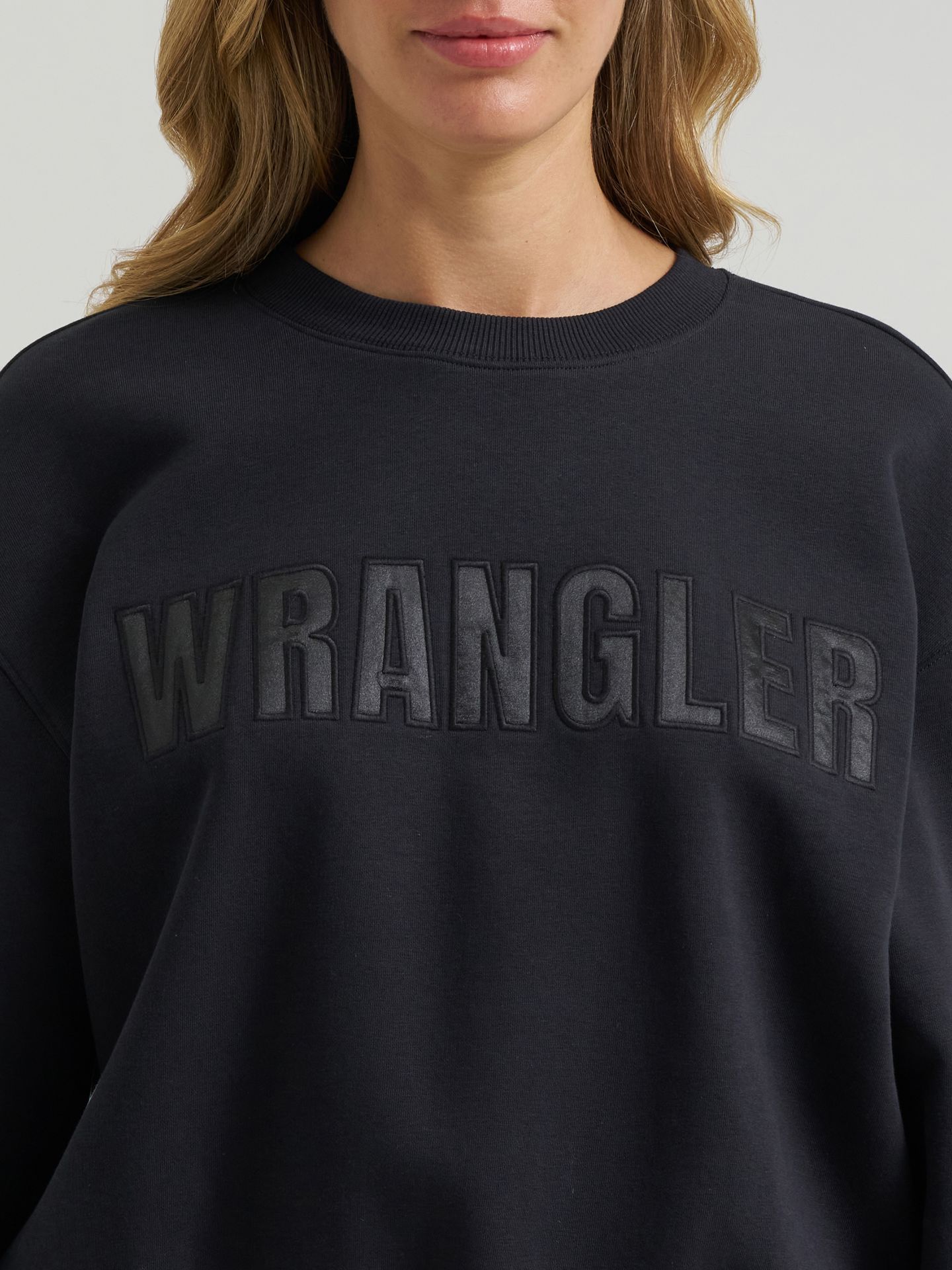 Женский свитер Wrangler Logo Canyon Crew Pullover, цвет: Чёрный — фото 4