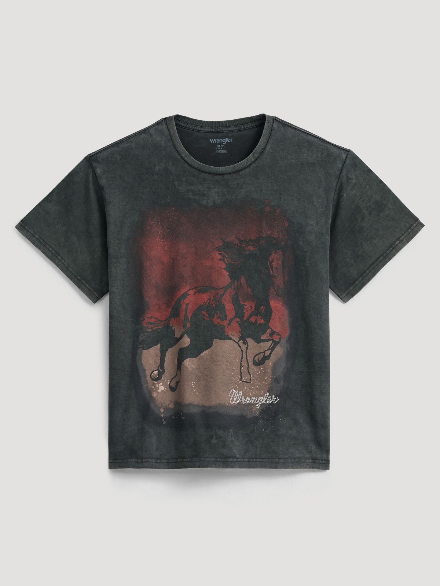 Женская футболка Wrangler Shadow Gallop Girlfriend Graphic, цвет: Теневой варёный — фото 4