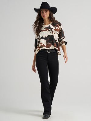 Women's Cow Logo Canyon Crew Pullover in Cow Print