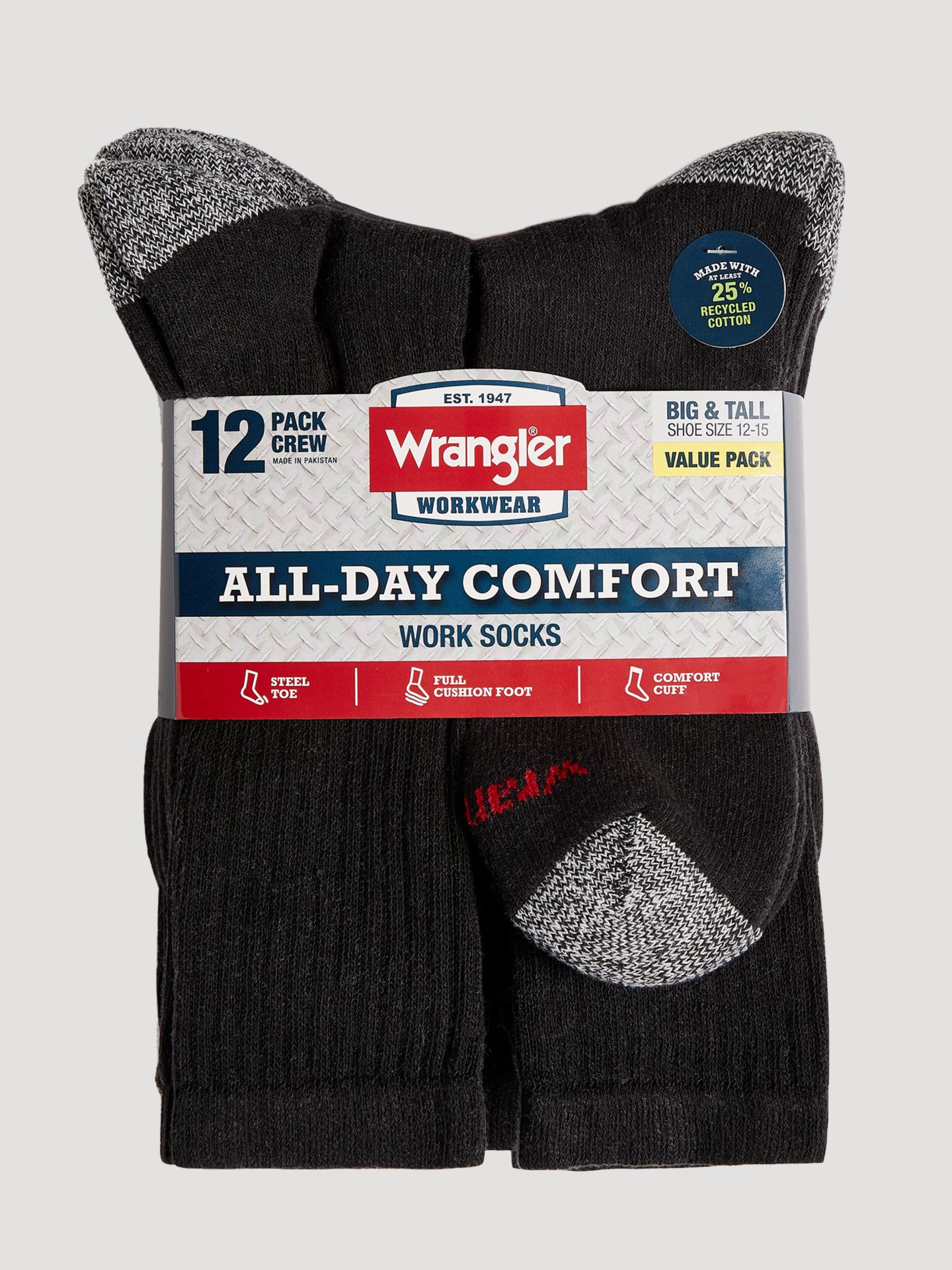 Носки Work для мужчин, средней высоты, 12 шт. — Wrangler, цвет: Чёрный — фото 2