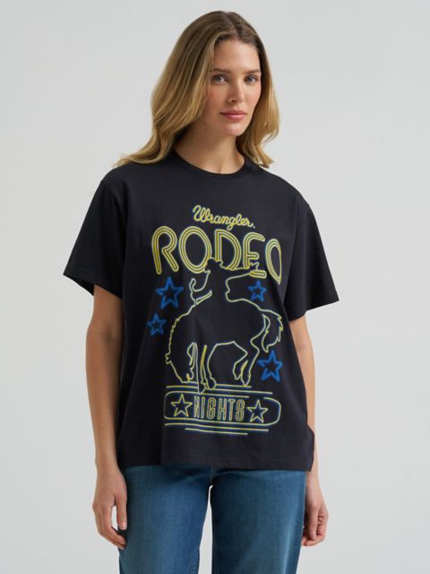Женская футболка Wrangler Neon Rodeo Girlfriend Graphic, цвет: Чёрный