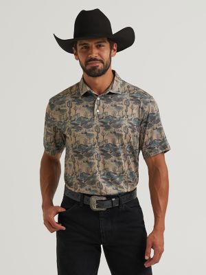 Wrangler All Terrain Gear Men's Performance Polo Shirt in Kelp Landscape