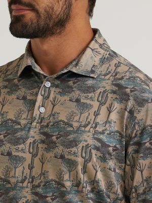 Wrangler All Terrain Gear Men's Performance Polo Shirt in Kelp Landscape