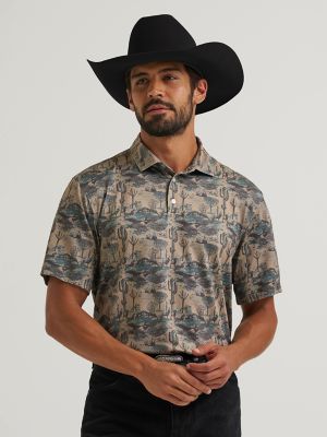 Wrangler All Terrain Gear Men's Performance Polo Shirt in Kelp Landscape