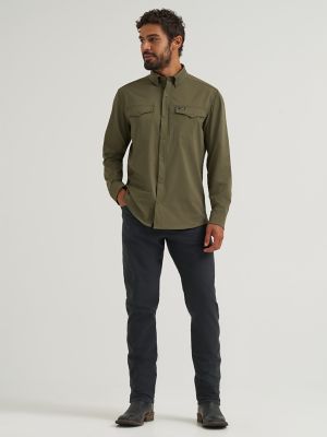 Wrangler All Terrain Gear Men's Live-In Solid Shirt in Olive Night alternative view