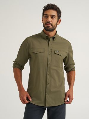 Wrangler All Terrain Gear Men's Live-In Solid Shirt in Olive Night alternative view 2