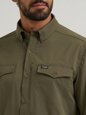 Wrangler All Terrain Gear Men's Live-In Solid Shirt in Olive Night alternative view 4