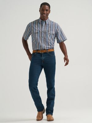 Wrangler All Terrain Gear Men's Stripe Performance Snap Shirt in Poppy Seed