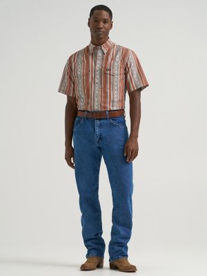 Wrangler All Terrain Gear Men's Stripe Performance Snap Shirt in Copper