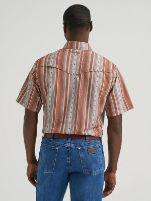 Wrangler All Terrain Gear Men's Stripe Performance Snap Shirt in Copper