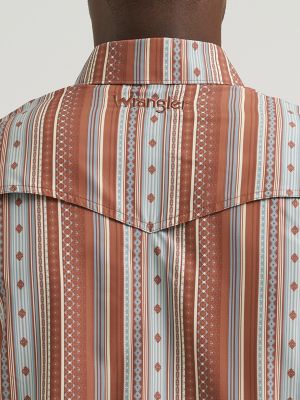 Wrangler All Terrain Gear Men's Stripe Performance Snap Shirt in Copper