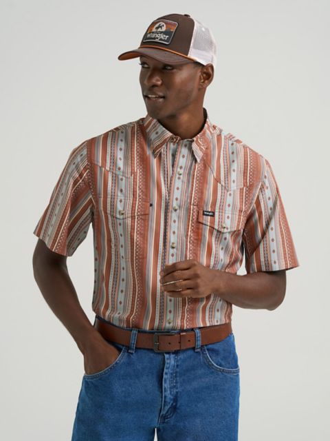 Мужские рубашки Wrangler All Terrain Gear Men's Stripe Performance Snap Shirt