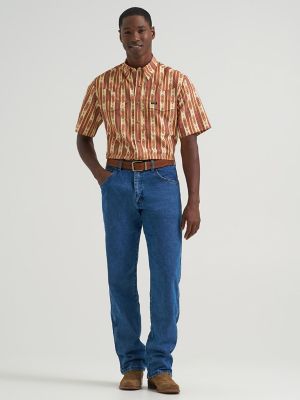 Wrangler All Terrain Gear Men's Stripe Performance Snap Shirt in Mahogany