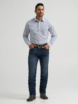 Men's 20X&reg; Competition Advanced Comfort Long Sleeve Two Pocket Western Snap Shirt in Curly Stripes