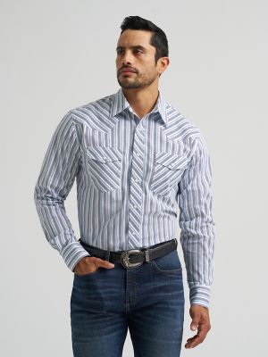 Men's 20X&reg; Competition Advanced Comfort Long Sleeve Two Pocket Western Snap Shirt in Curly Stripes