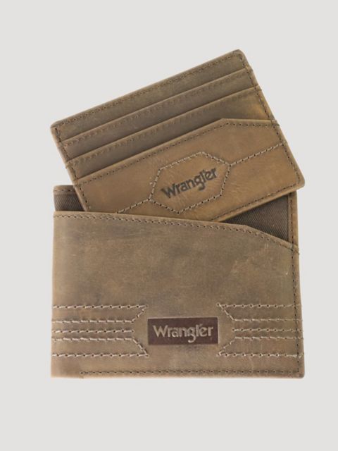 Мужские кошельки Wrangler Men's Leather and Canvas Removable Passcase Wallet