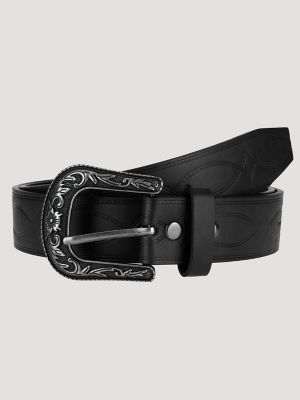 Men's Boot Stitch Etched Buckle Belt