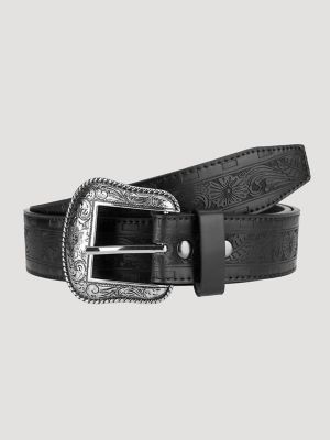 Men's Floral Whipstitch Embossed Belt