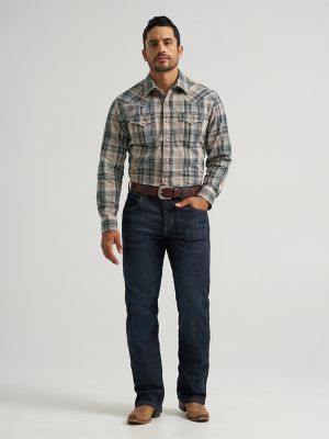 Men's Wrangler Retro&reg; Premium Long Sleeve Western Snap Plaid Shirt in Chocolate Spruce alternative view