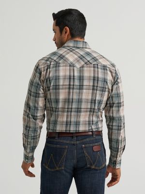 Men's Wrangler Retro&reg; Premium Long Sleeve Western Snap Plaid Shirt in Chocolate Spruce alternative view 2