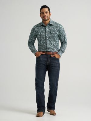 Men's Wrangler Retro&reg; Premium Long Sleeve Western Snap Printed Shirt in Washout Green alternative view