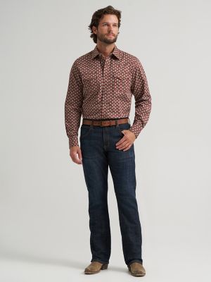 Men's Wrangler Retro&reg; Premium Long Sleeve Western Snap Printed Shirt in Rust Bauble alternative view