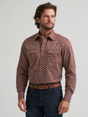 Men's Wrangler Retro® Premium Long Sleeve Western Snap Printed Shirt