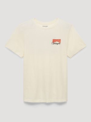 Script Logo Reg Fit Back Graphic Tee in Antique White