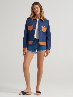 Dr. Scholl's x Wrangler Denim Leather Trim Jacket