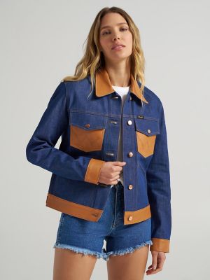 Dr. Scholl's x Wrangler Denim Leather Trim Jacket
