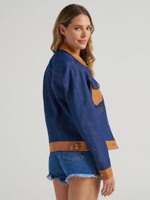 Dr. Scholl's x Wrangler Denim Leather Trim Jacket